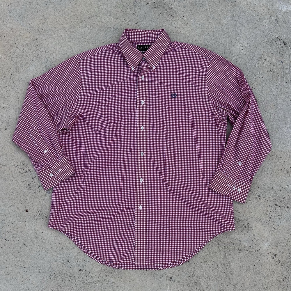 Ralph Lauren Classic Fit Red White Gingham Check Button Down Shirt Sz 17